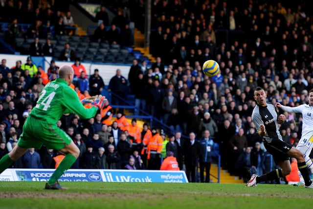 Ross McCormack scores past Tottenham Hotspur goalkeeper Brad Friedel during the FA Cup fourth round clash at Elland Road in January 2013.