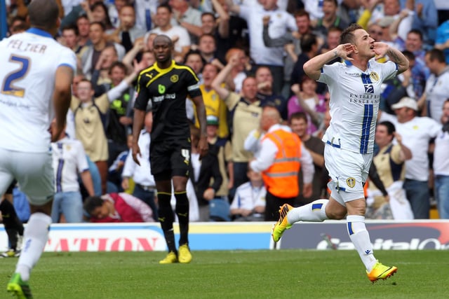 Ross McCormack celebrates scoring the equaliser against Sheffield Wednesday at Elland Road in August 2013.