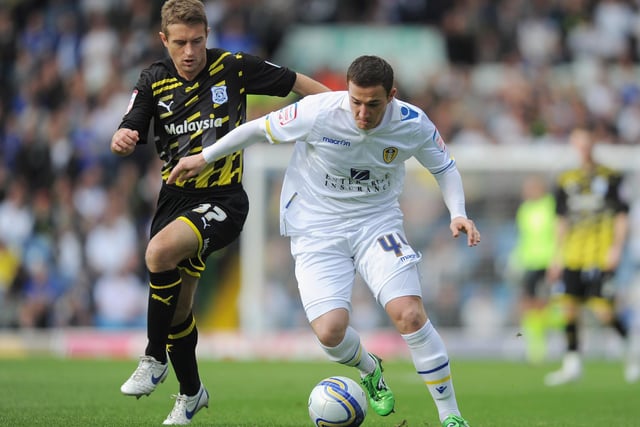 Ross McCormack battles with Stephen McPhail during Leeds United's Championship clash against Cardiff City at Elland Road in October 2011.