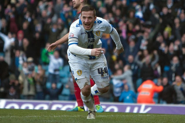 Ross McCormack celebrates scoring against Huddersfield Town in February 2014. He scored a hat-trick as the Whites demolished the Terriers 5-1.