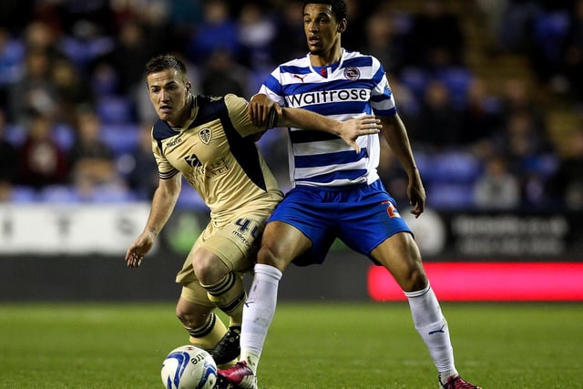 Ross McCormack holds off the challenge of Reading's Nick Blackman during the Championship clash at the Madejski Stadium in September 2013. The Whites lost 1-0.