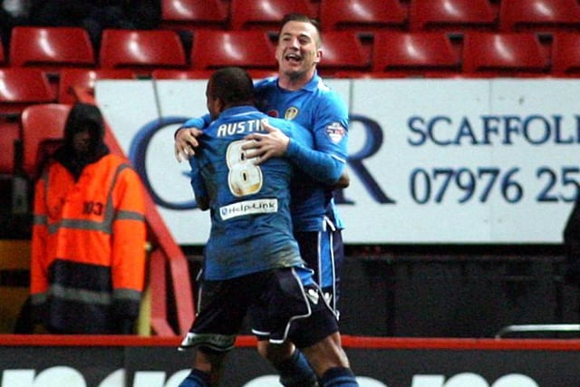 Ross McCormack celebrates completing his hat-trick at The Valley in November 2113.