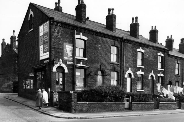 September 1966 and Main Road can be seen on the left edge of this view of Tong Road. On the corner is a grocers business of B.M. Newman.