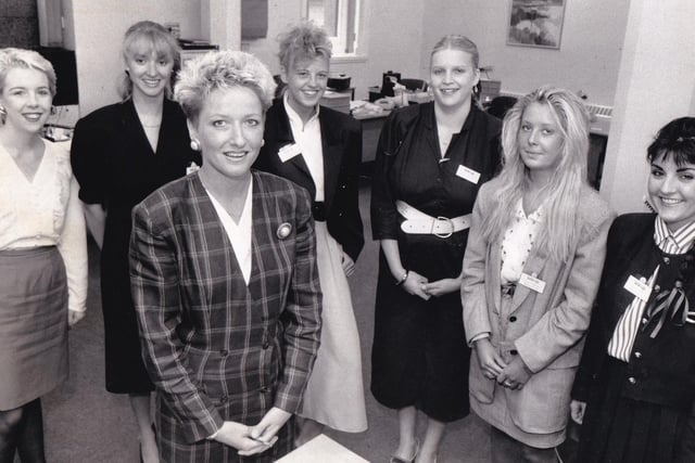 Staff at the new office of Link-Up Recruitment on Park Row in September 1989.