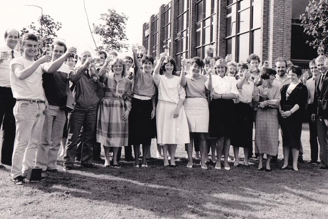 Employees of Morley kitchen company Wellmann were toasting the firm's success in generating sales of more than £1 million during July 1982.