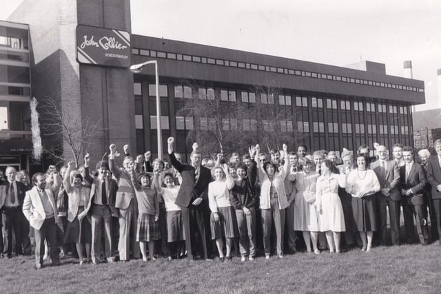 April 1984 and a cheer and a wave from staff at John Collier menswear on Kirkstall Road who together bought more than two million shares in the company.
