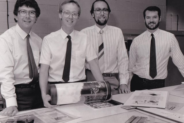 The team at Leeds Laser Graphics in August 1988. Pictured are directors Mike Wilby, John Holdsworth, Malcolm Frethey and Tony Ainge.