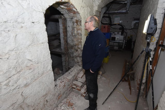 North Euston Hotel manager Stephen Dale surveys the new finding. Photos: Dan Martino