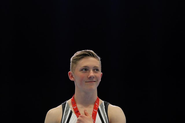 Nile Wilson poses with the Gold medal after the Mens Pommel Horse medal ceremony during day five of the European Youth Olympic Festival at Utrecht, Netherlands, in July 2013.