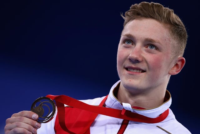 Nile Wilson poses with his medal after winning the Bronze Medal in the Men's All-Around Final at SECC Precinct during day seven of the Glasgow 2014 Commonwealth Games in July 2014.