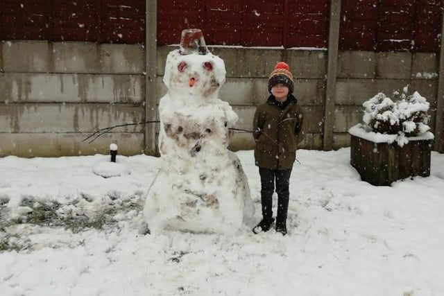 Lorraine Venterzuti's son Harry showed off a snowman that's bigger than he is!