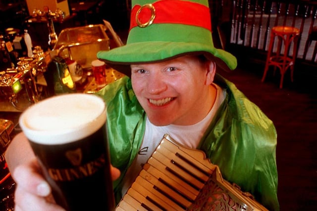 Gary Roberts, landlord of the Mighty Muldoon pub in Ashton, Preston, ready for St. Patrick's day.