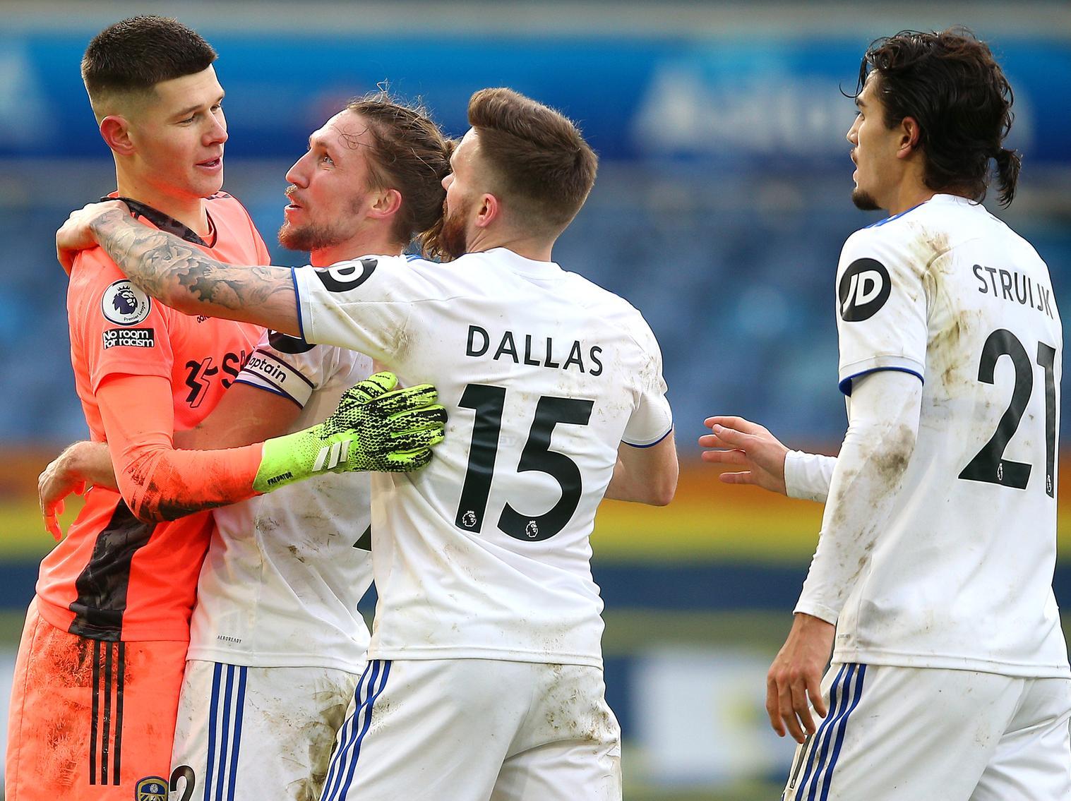 Leeds United's players celebrate.