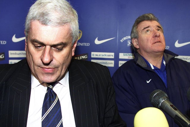 Leeds United manager Terry Venables (left) and chairman Peter Ridsdale at a press conference in Leeds about his future at Elland Road.