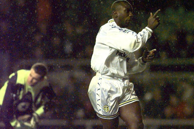 Jimmy Floyd Hasselbaink celebrates after completing the rout in the 90th minute.