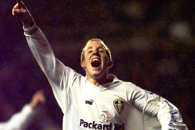 A delighted Lee Bowyer celebrates his goal.