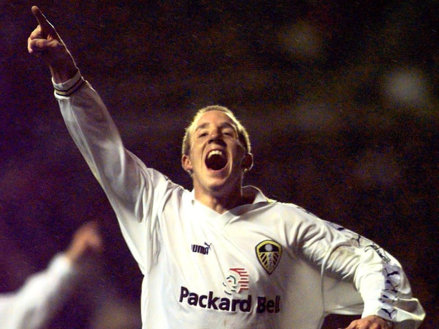 A delighted Lee Bowyer celebrates his goal.