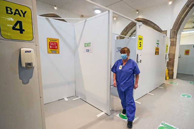 Local health care provider, Healthier Lancashire and South Cumbria, have transformed the Undercroft and Crypt area of the city centre landmark into Lancashire's largest vaccination centre. Pic: Peter Byrne/PA Wire