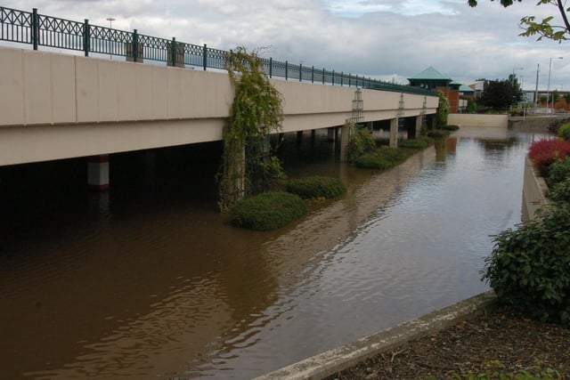 Flooding at the Meadowhall shopping centre in Sheffield in June 2007.