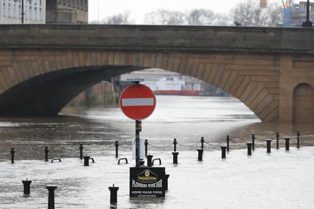 Flood water in York as Storm Christoph is set to bring widespread flooding, gales and snow to parts of the UK. Photo: PA