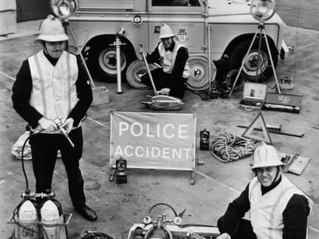 Three of the firemen of Knottingley Fire Station, (left to right) Alan Chadwick, Brian Farmer and Arthur Troughton, pictured in 1970