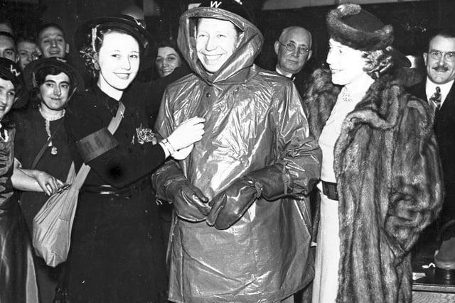 George Formby and his wife Beryl at a 'Reight Neet Aht' marbles contest in Castleford in 1940 - the couple met in Castleford in the 1920s, a popular local dialect term for marbles was 'taws