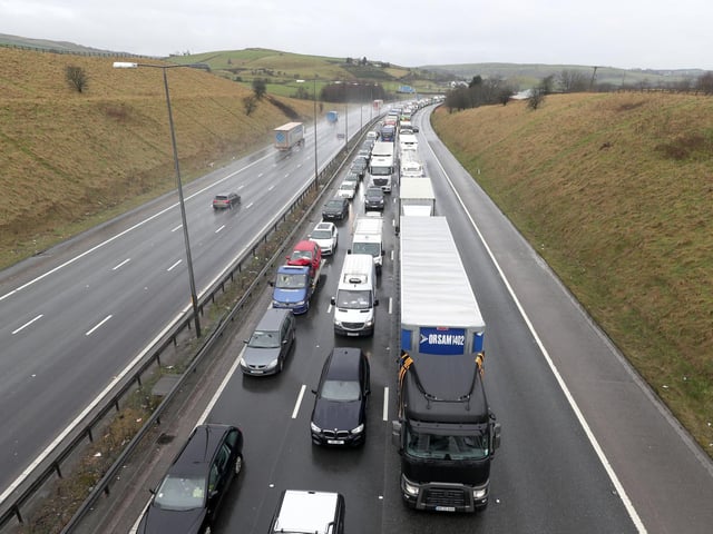 Congestion to is back to junction 19 for Heywood. It is also building through Denshaw as traffic diverts (photo: PA Wire/ Danny Lawson)