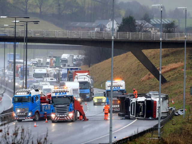 Highways England have given a diversion route (photo: PA Wire/ Danny Lawson):
Leave the M62 eastbound at J21
At the roundabout take the second exit and follow the A6193.
At the A6193/A640 roundabout take the second exit onto the A640.
At the A640/A663 junction turn left and continue on the A640.
At the A640/A672 junction turn left and follow the A672.
Continue along the A672 until reaching the M62 J22 junction.
At the junction turn right to re-join the M6 eastbound carriageway.