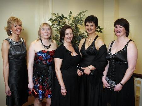 The girls from the finance dept, Ally Mitchell (L), Andrea Lauchlan, Sandra Teasdale, Sumeetha Shankar and Lorraine Watson.