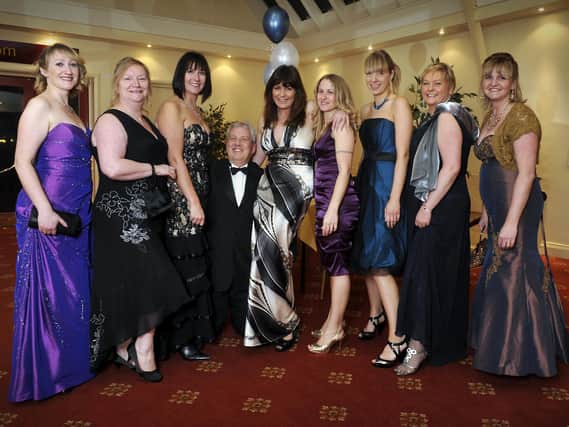 Tim Hopkirk, medical registrar, with the girls from A&E at the Hospital Ball.