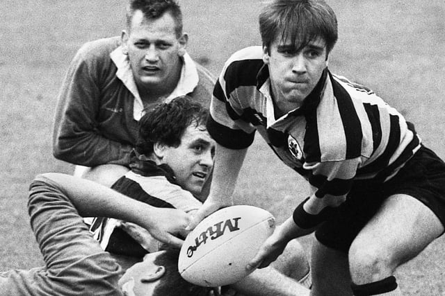 Chris Wright sets the ball rolling during a Courage League 1 match against London Irish at Edge Hall Road on Saturday 2nd of September 1989.  Orrell won 26-6.
