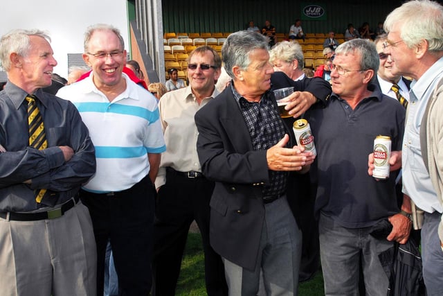 Former Orrell Rugby Union players from the 1960s and 70s, Frank Littler, Sid Leigh, Brian Arnold, Ian Howarth, Jimmy Waring and Tony Danson reminisce at the last match at Edge Hall Road on Saturday 21st of April 2007.