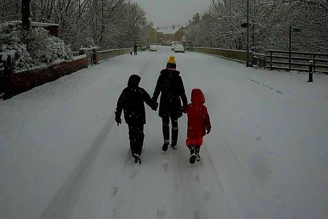 Hercules Morse shared this photo of his family making their way home after a day enjoying the snowfall.