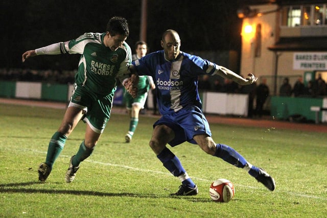 Action from the match against Bradford Park Avenue