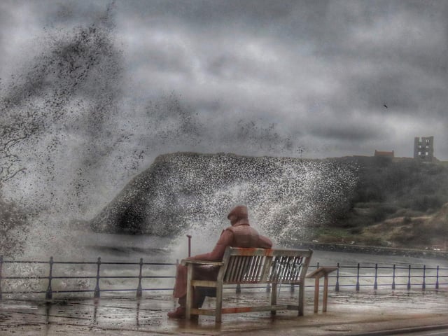 Freddie Gilroy at high tide, by Rose Habberley.