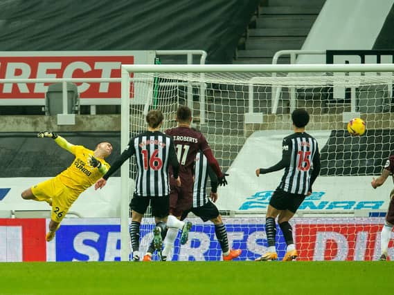 THE WINNER - Jack Harrison beat Karl Darlow to give Leeds United three points at Newcastle United. Pic: Bruce Rollinson