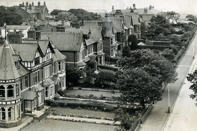This unusual view of Seafield Road has changed little since this photograph was taken from the tower of St Cuthbert's Church in 1961