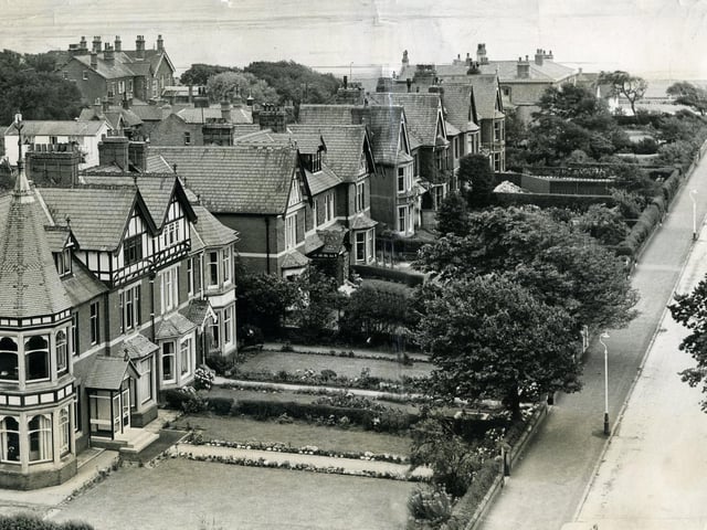 This unusual view of Seafield Road has changed little since this photograph was taken from the tower of St Cuthbert's Church in 1961