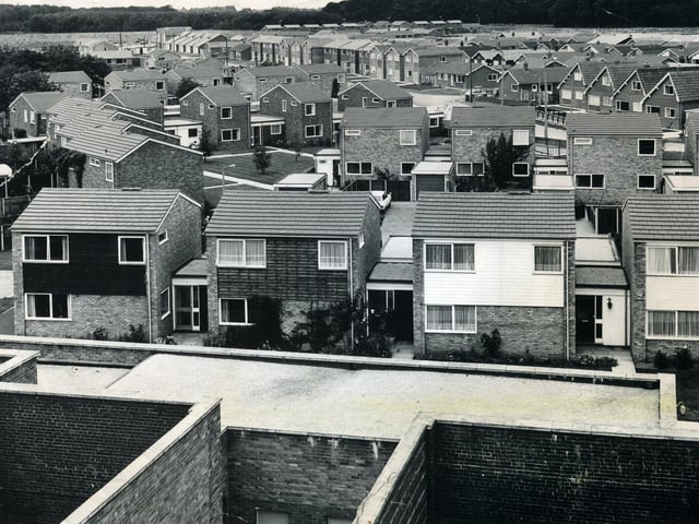 Hall Park Estate, Lytham, taken from the roof of the old Guardian Royal Exchange building, looking down on Elder Grove, with South Park beyond
