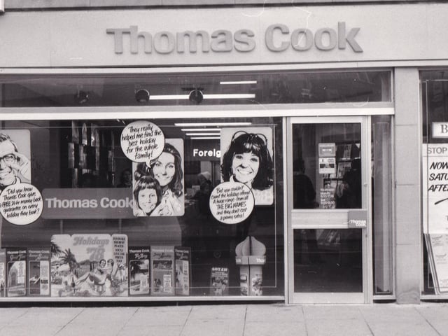 Thomas Cook in Leeds city centre pictured in January 1978. Did you book a trip from here back in the day?