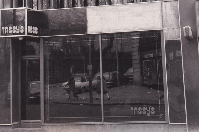 Tassys hairdressers on New Briggate in February 1979.