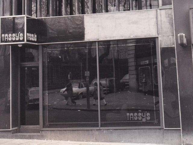 Tassys hairdressers on New Briggate in February 1979.