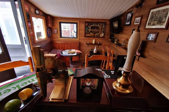 Proper cask ales in Irene Farley's shed-snug
