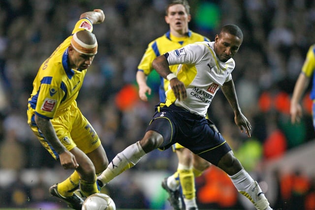 Patrick Kisnorbo battles with Tottenham Hotspur striker Jermain Defoe during the FA Cup fourth round clash at White Hart Lane in January 2010.
