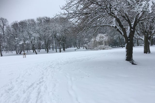 A snow covered Brackenhill Park in Bradford.