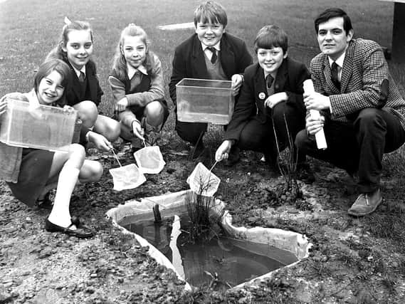 Deanery High School pupils create a pond in the hope of attracting frogs and tadpole in 1971