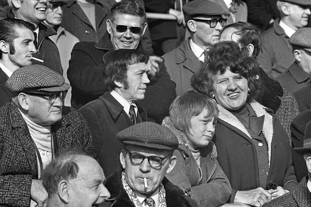 Wigan Athletic fans at the Northern Premier League match against Great Harwood at Springfield Park on Saturday 17th of March 1973. Wigan won the game 4-0 with goals from Mickey Worswick 2, Paul Clements and Graham Oates.