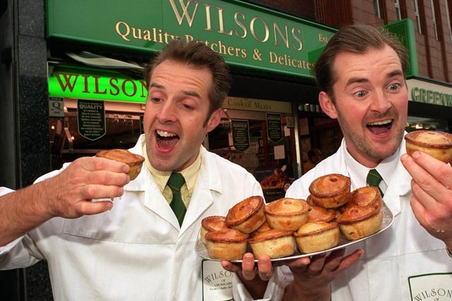 October 1997 and pictured is John and Andrew Green at Wilsons Butchers with their award-winning pork pies.