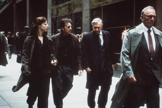 1999 Debi Mozar (left), Al Pacino, Philip Baker, and Christopher Plummer star in "The Insider."