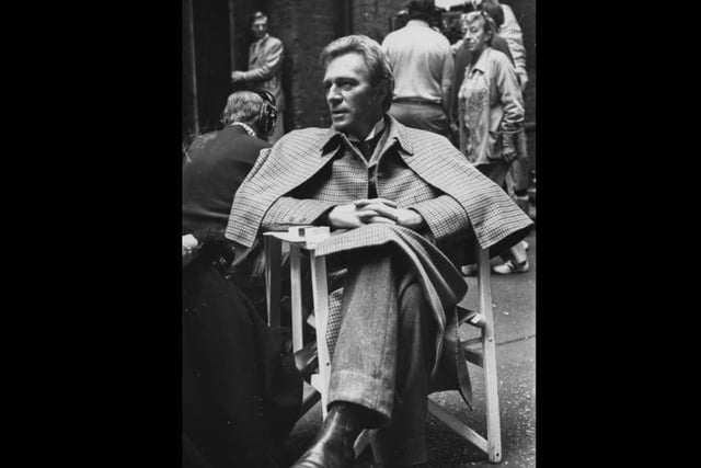 29th July 1978: Actor, Christopher Plummer as Sherlock Holmes, during the filming of 'Murder by Decree' in Clink Street, London